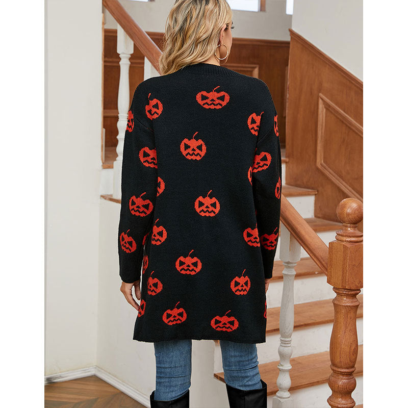 Damen Strickjacke mit Halloween-Motiv Drune