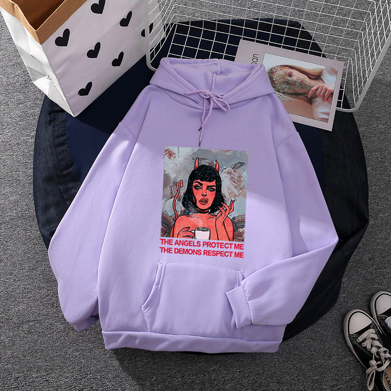 Damen Hoodie mit kreativem Grafikdruck Drune