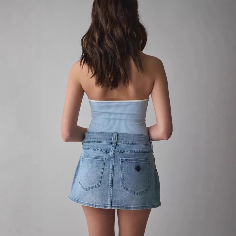Damen Denim Minirock mit hochwertigen Taschen und modernem Schnitt Drune