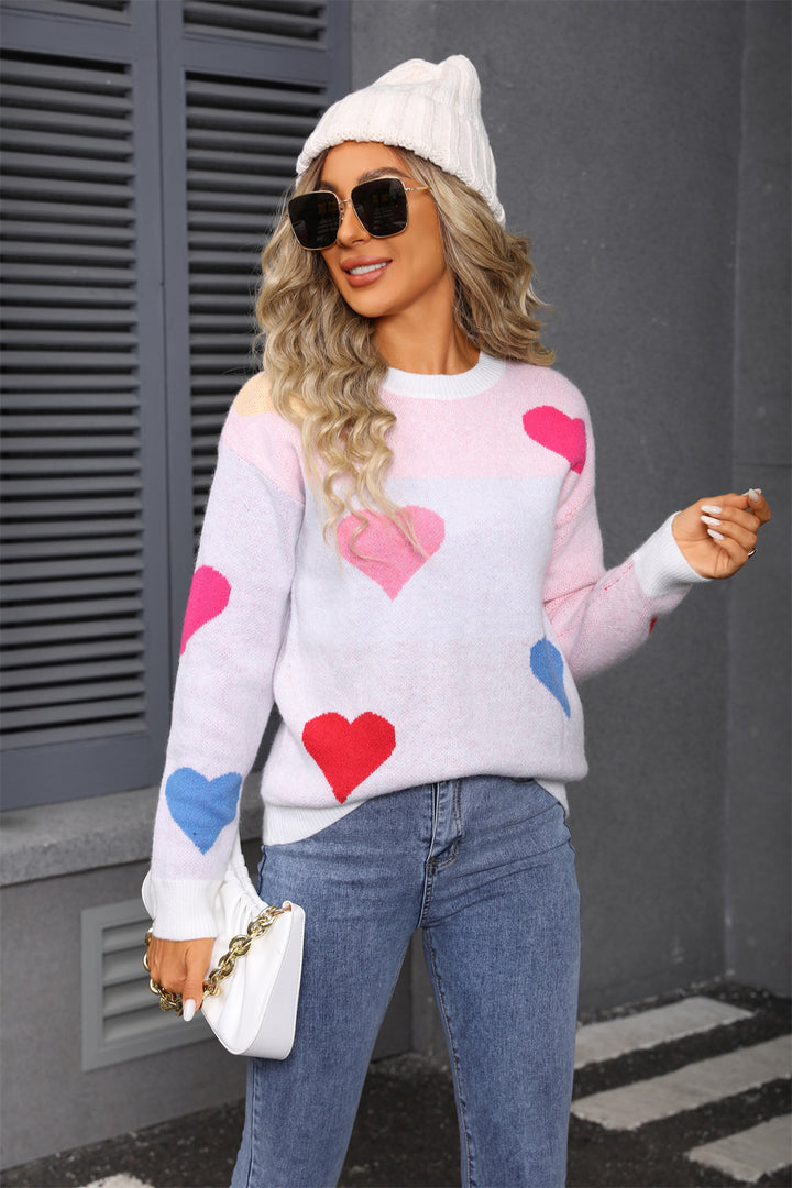 Damen Kuscheliger Pullover mit Herzmotiven und strukturierter Oberfläche Drune