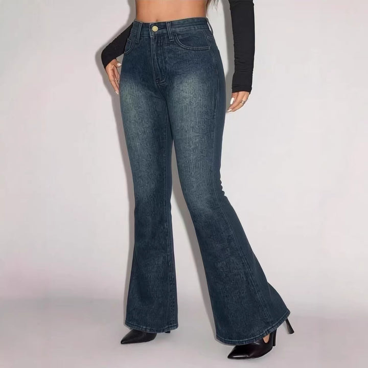 Damen Flared Jeans mit hohem Bund und einzigartigem Strukturdesign Drune