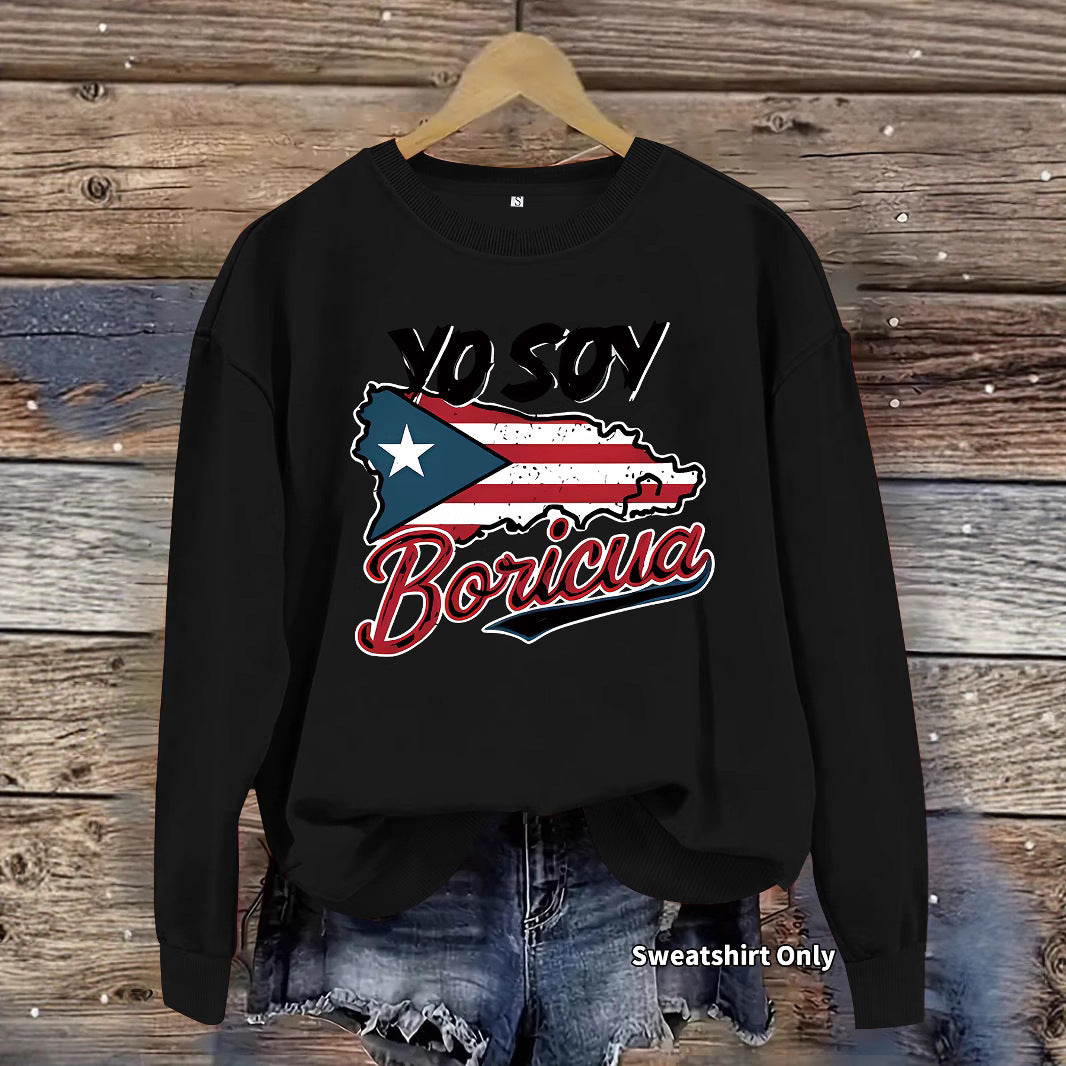 Damen Sweatshirt mit kreativem Puerto Rico Design und lässigem Schnitt Drune