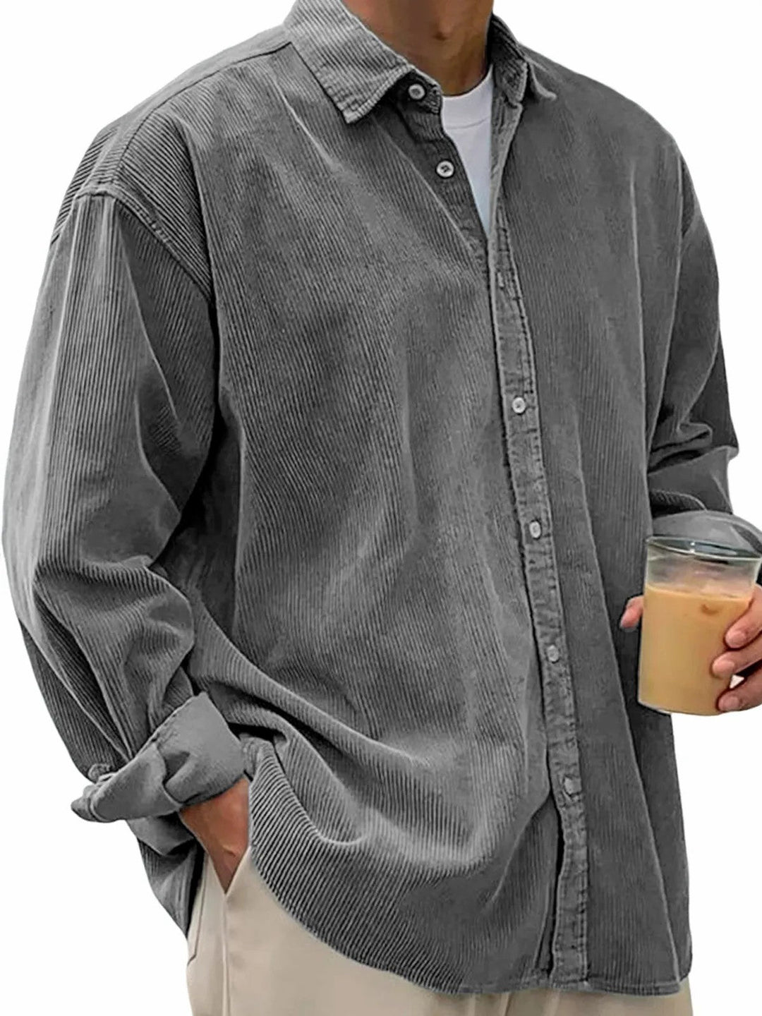 Herren nan lässiges Cordhemd aus Feincord mit Oversize-Schnitt Drune