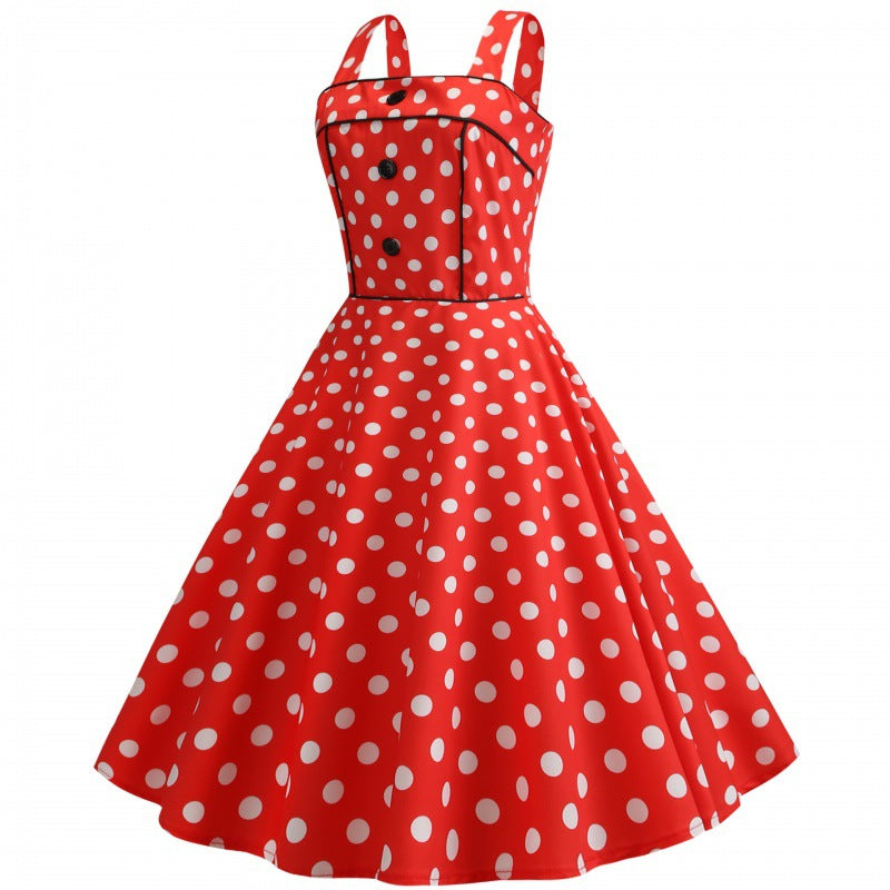 Damen Swingkleid mit Punkten und taillierter Silhouette Drune