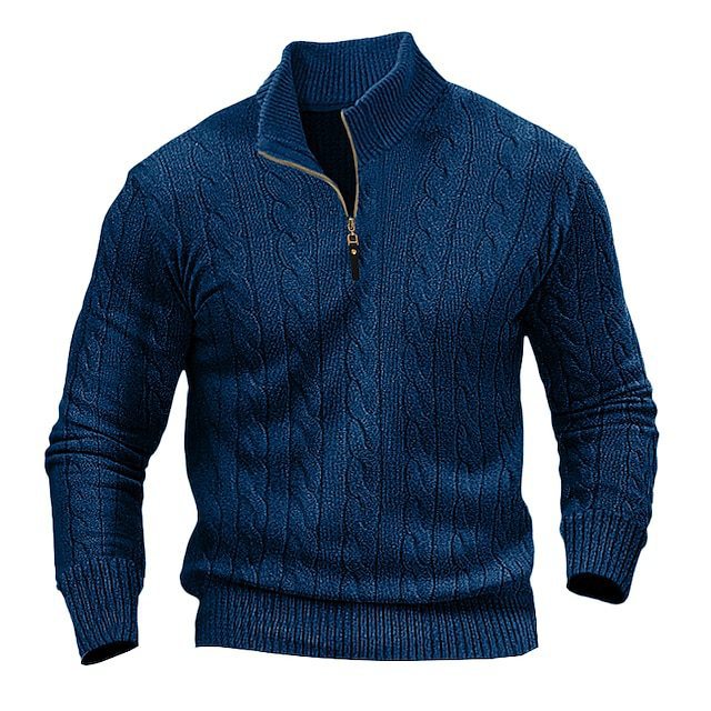 Herren Strickpullover mit hohem Kragen und strukturiertem Zopfdesign Drune
