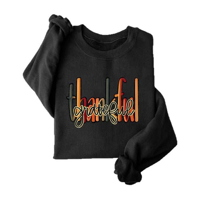 Damen Sweatshirt mit kreativem "thankful" Schriftzug und bequemer Passform Drune