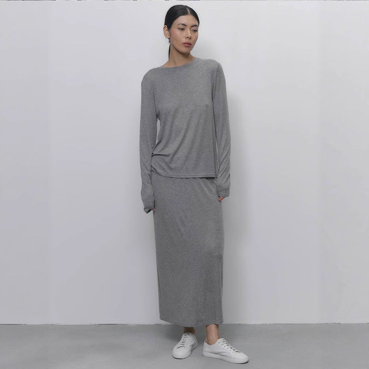 Damen Kombination aus Langarmshirt und Maxi-Rock Drune