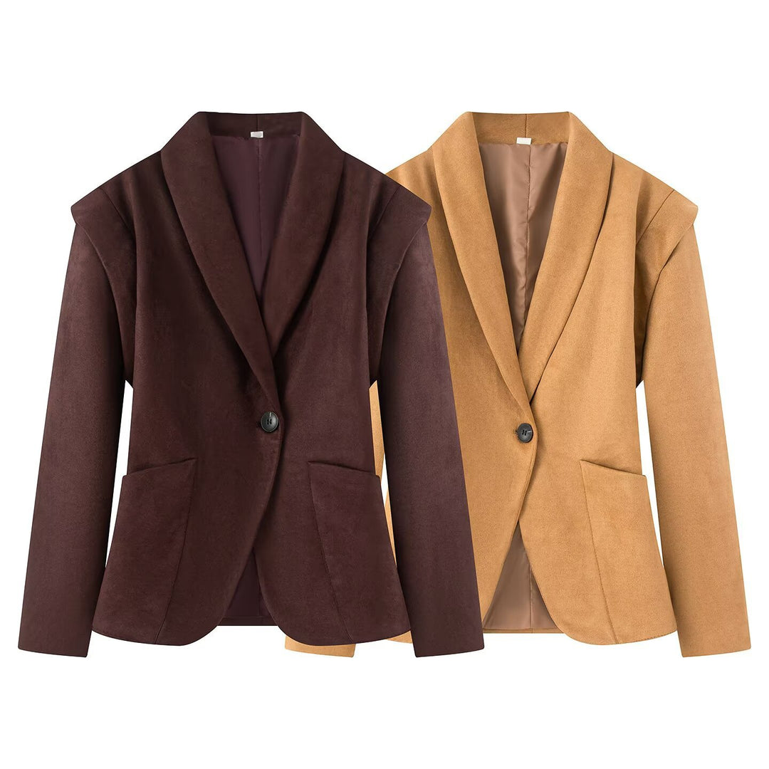 Damen elegante Blazerjacke mit strukturiertem Stoff Drune