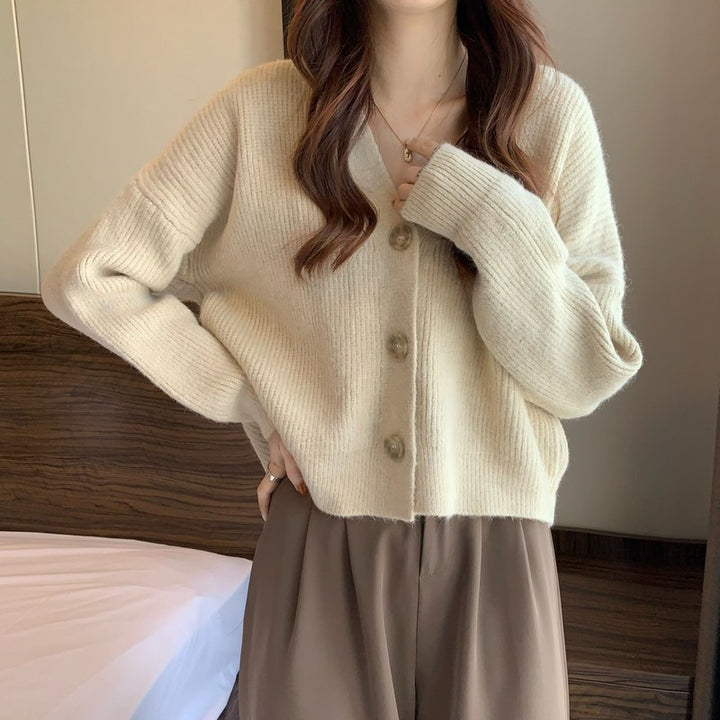 Damen Komfortabler Strickcardigan mit Knopfdetails und feiner Struktur Drune