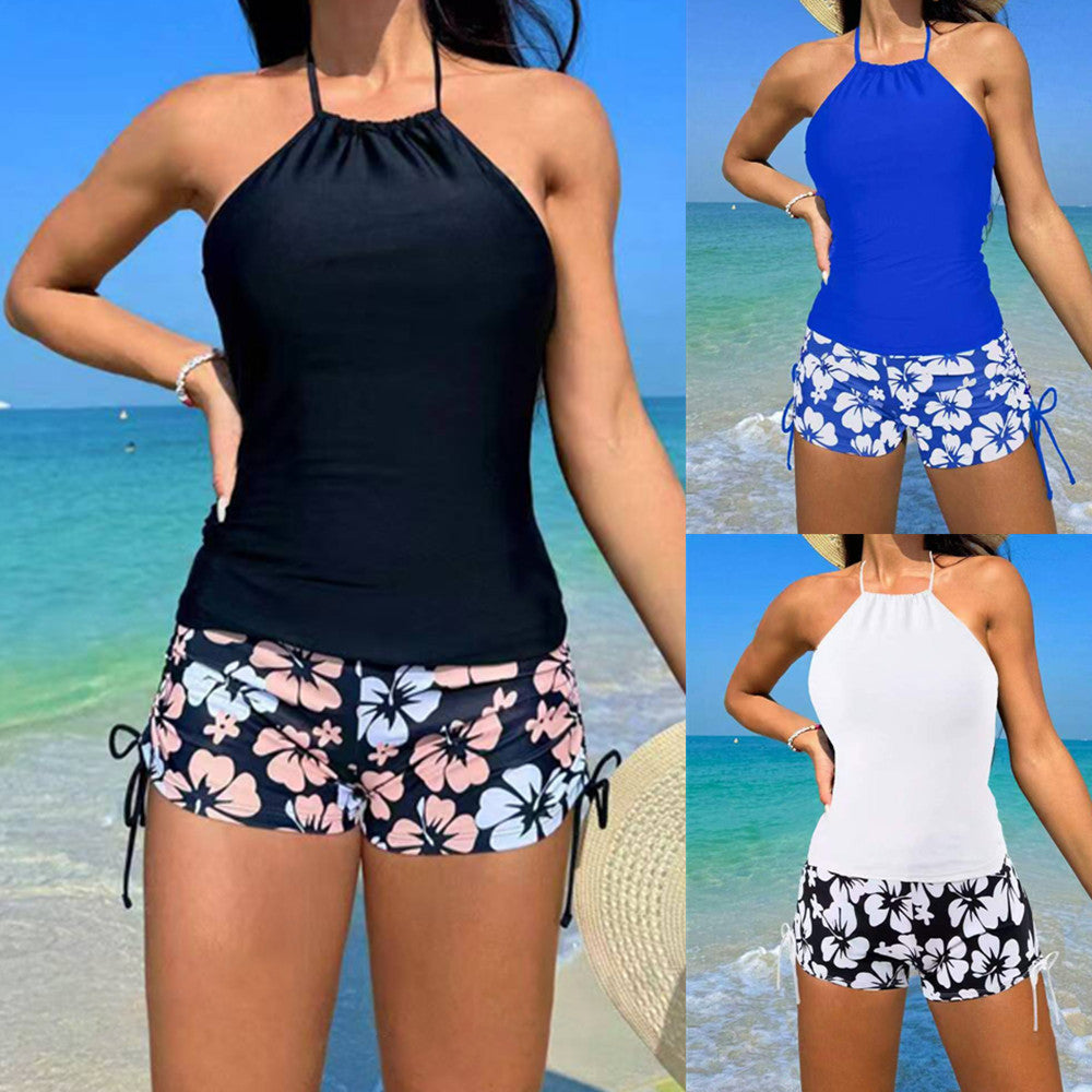 Damen Tankini-Set mit modischem Blumendruck und verstellbaren Trägern Drune