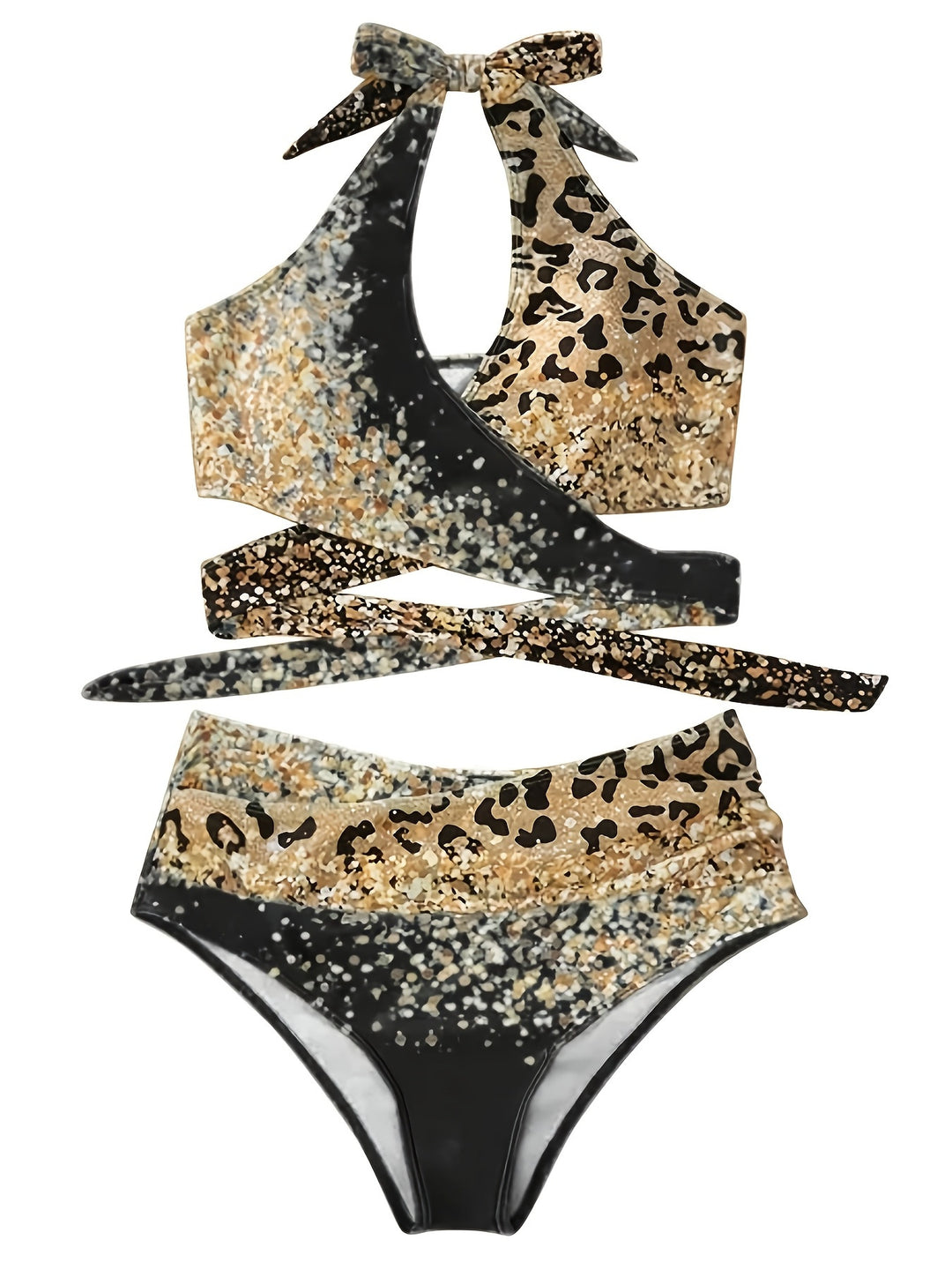Damen Hochtailliertes Bikiniset mit verspieltem Knoten und schimmernden Akzenten Drune