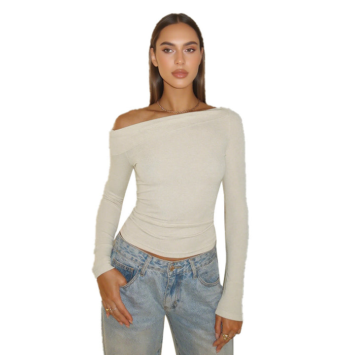 Damen Off-Shoulder Langarmshirt mit figurbetonendem Schnitt Drune