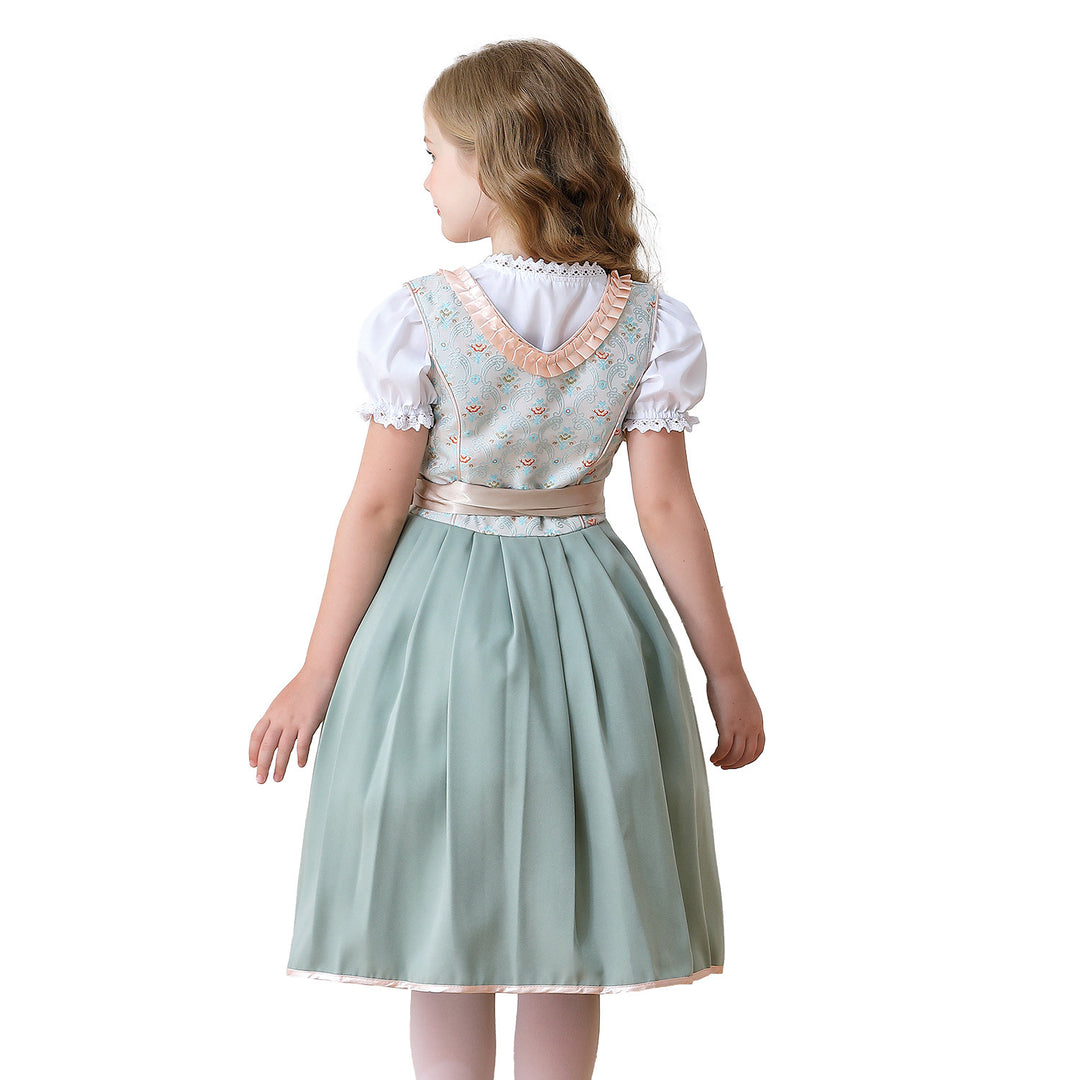 Damen nan elegantes Mädchen Trachtenkleid mit Rüschenkorsett und Spitzenstickerie Drune