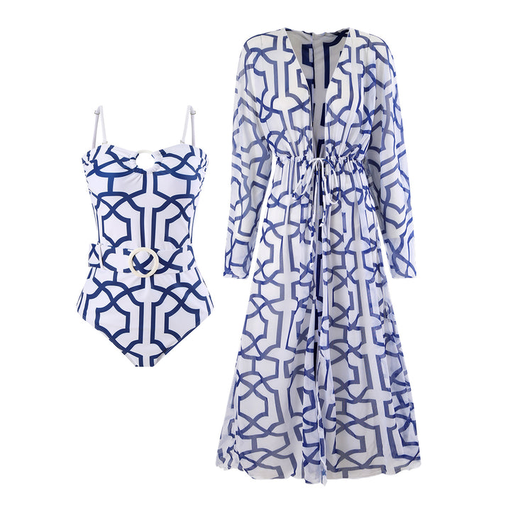 Damen Badeanzug mit elegantem Kimono und raffiniertem Gürtel Drune