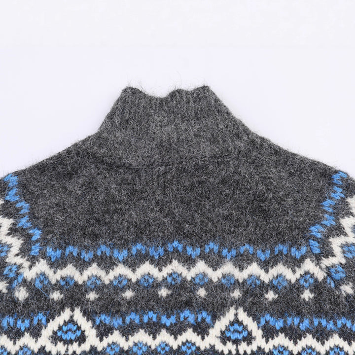 Damen Strickjacke mit klassischem Norwegerdesign und elegantem Stehkragen Drune