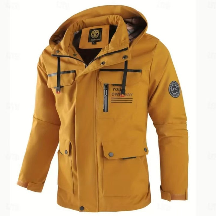 Herren nan wasserdichte Parka-Jacke mit Kapuze, mehrfachen Utility-Taschen, verstärkten Ärmelabschlüssen und winddichter Membran Drune
