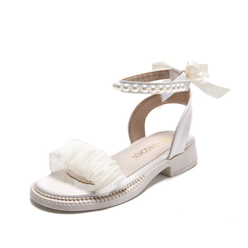 Damen Elegante Perlen-Besetzte Knöchelriemen Sandalen Drune