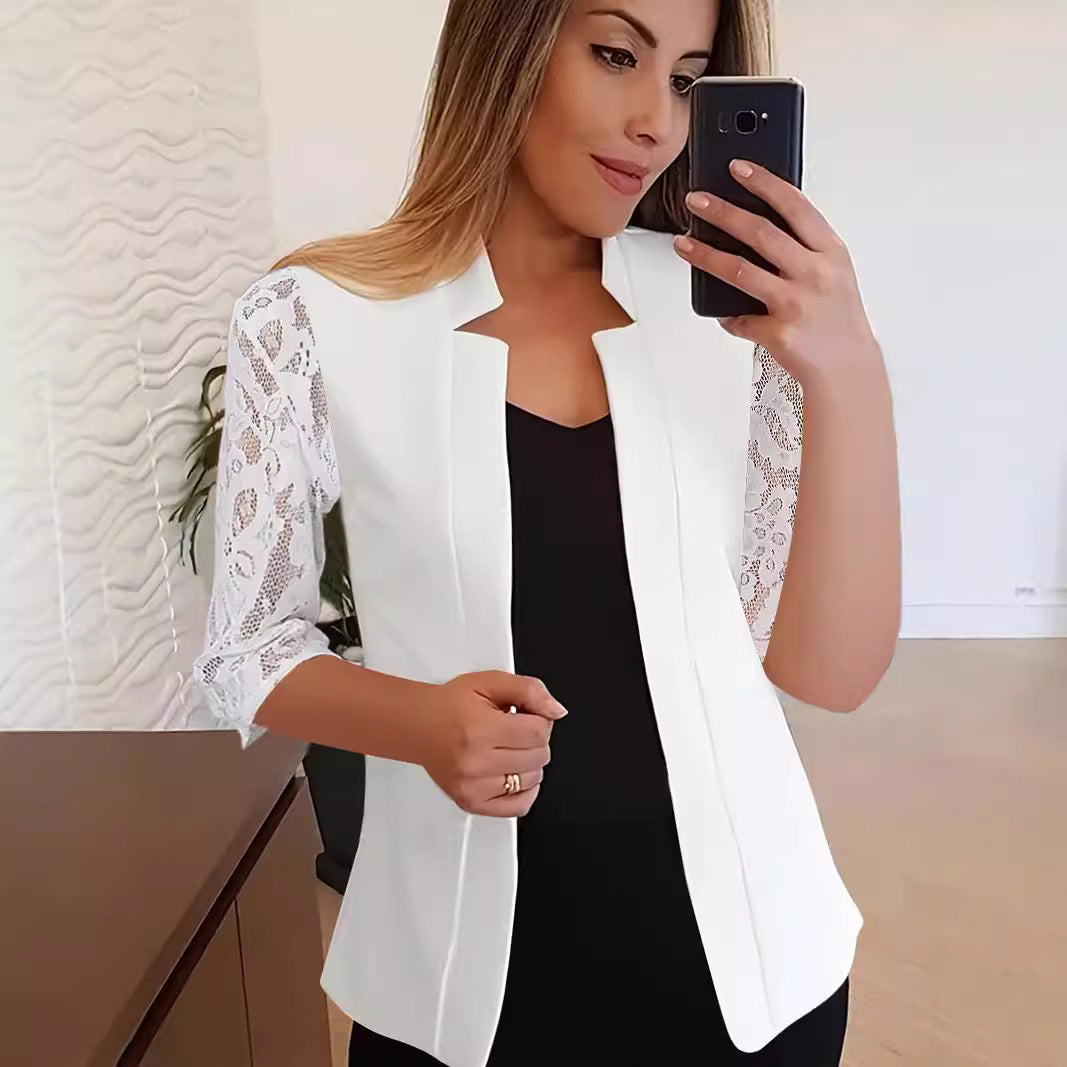 Damen Elegante Blazerjacke mit Spitze Drune