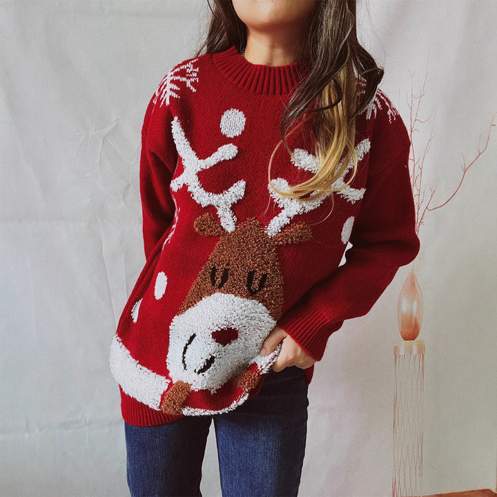 Damen Kuscheliger Weihnachts-Pullover mit lustigem Rentier-Motiv Drune