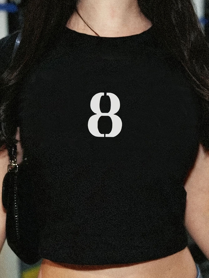 Damen Crop-T-Shirt mit kreativem Totenkopf-Design und figurbetontem Schnitt Drune