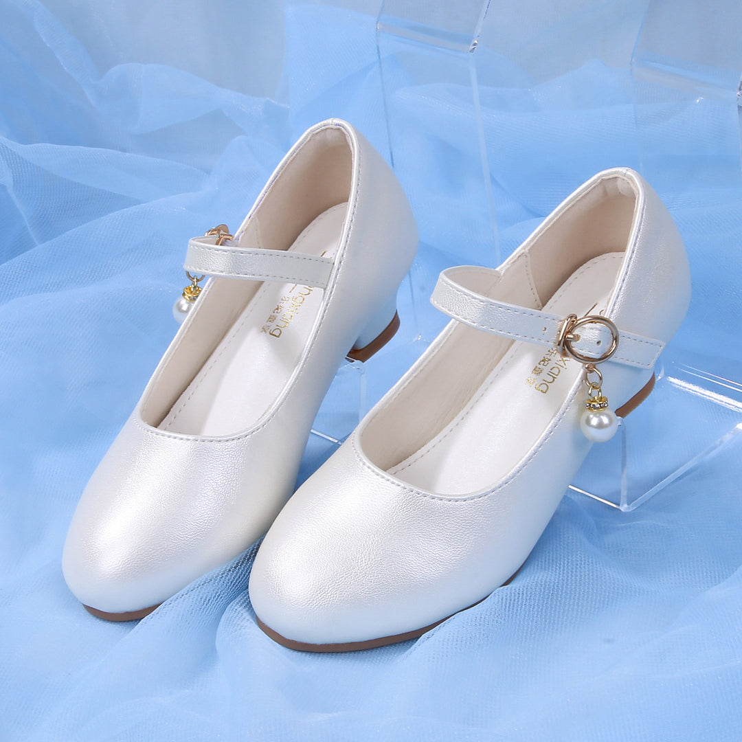 Mädchen Elegante Ballerinas mit verstellbarem Riemen und Perlenanhänger Drune