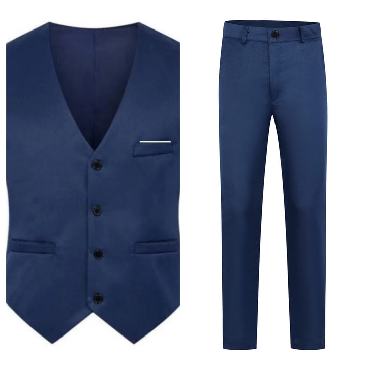 Herren nan elegante Satinweste mit V-Ausschnitt und schmal geschnittene Anzughose Drune