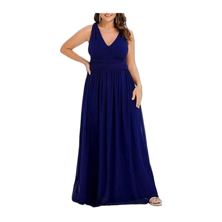 Damen Maxikleid mit eleganter A-Linie und tiefem V-Ausschnitt Drune