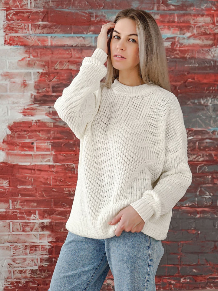 Damen lässiges Strickkleid mit oversized Schnitt und stylishen Gürtel Drune