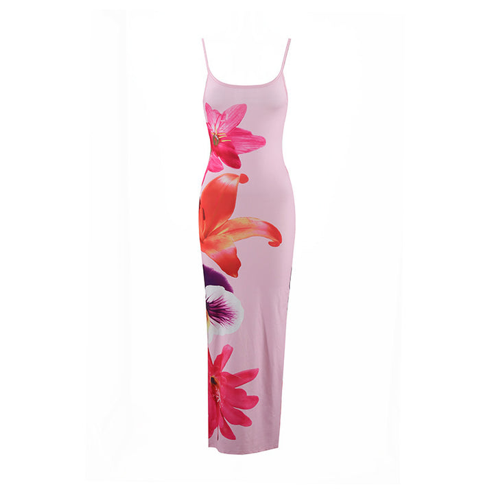 Damen Maxikleid mit traumhaftem Blumendruck und zarten Spaghettiträgern Drune