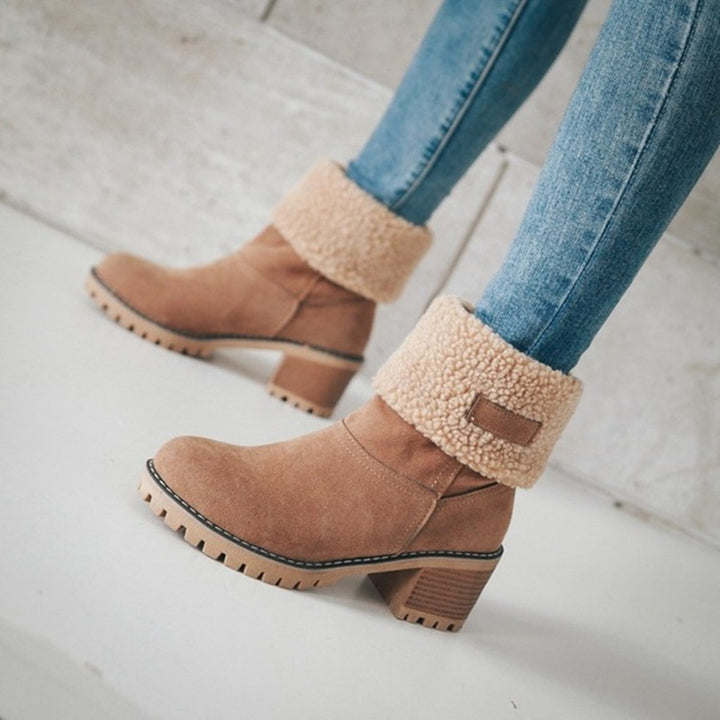 Damen Warmfutter Stiefeletten mit verspieltem Falten-Design Drune