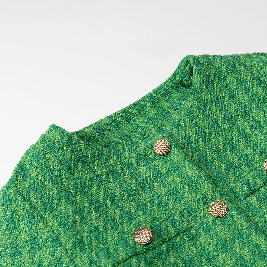 Damen modische kurz geschnittene Blazerjacke mit eleganten Knopfdetails Drune
