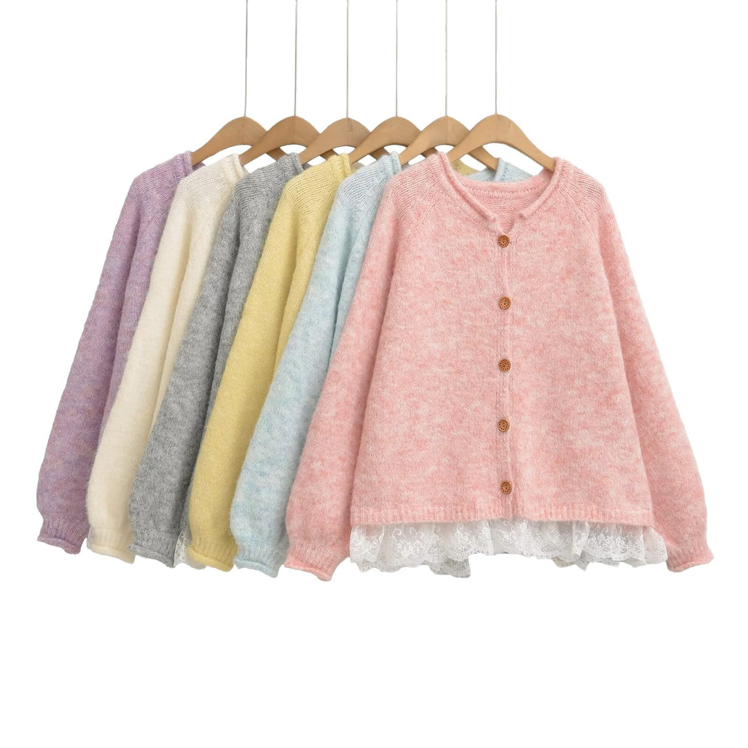 Damen Strickjacke mit elegante Spitzenverzierung Drune