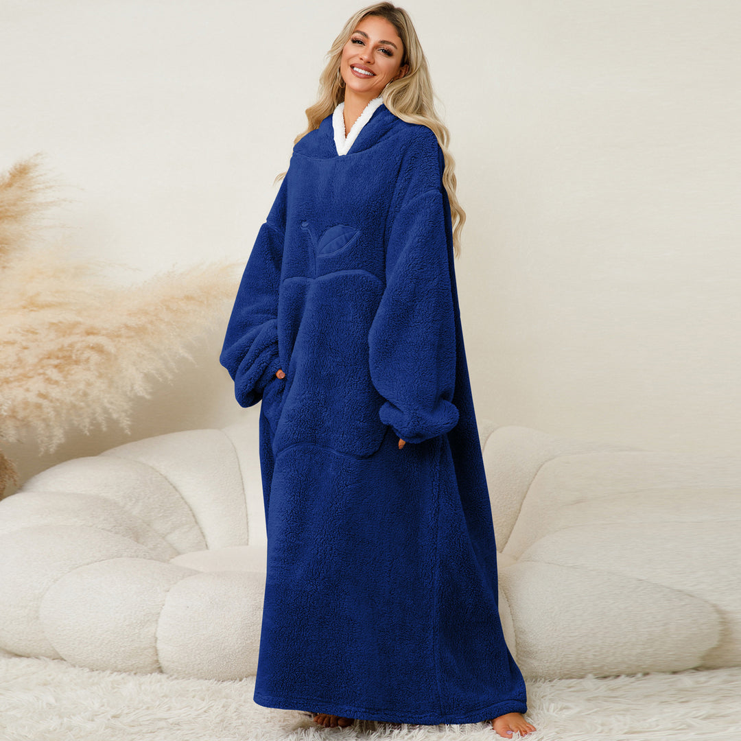 Damen Kuscheliger Hoodie-Decke mit großen Taschen und kontrastierendem Innenfutter Drune