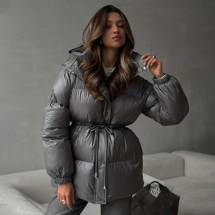 Damen Steppjacke mit verstellbarem Bund und Kapuze Drune