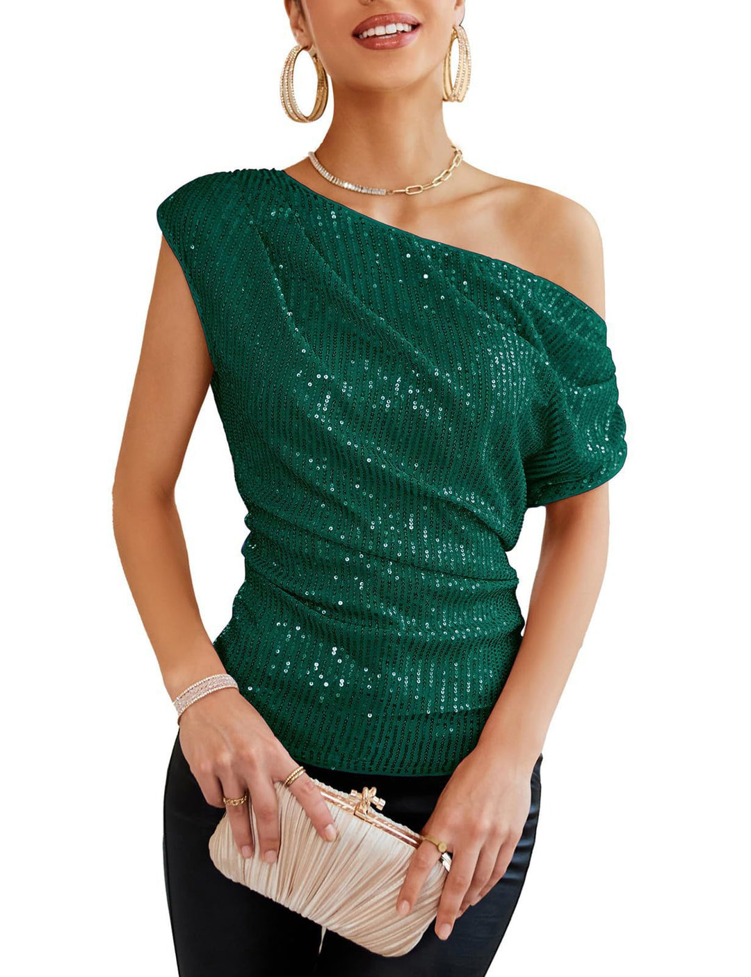 Damen schulterfreies Glamour-Shirt Drune