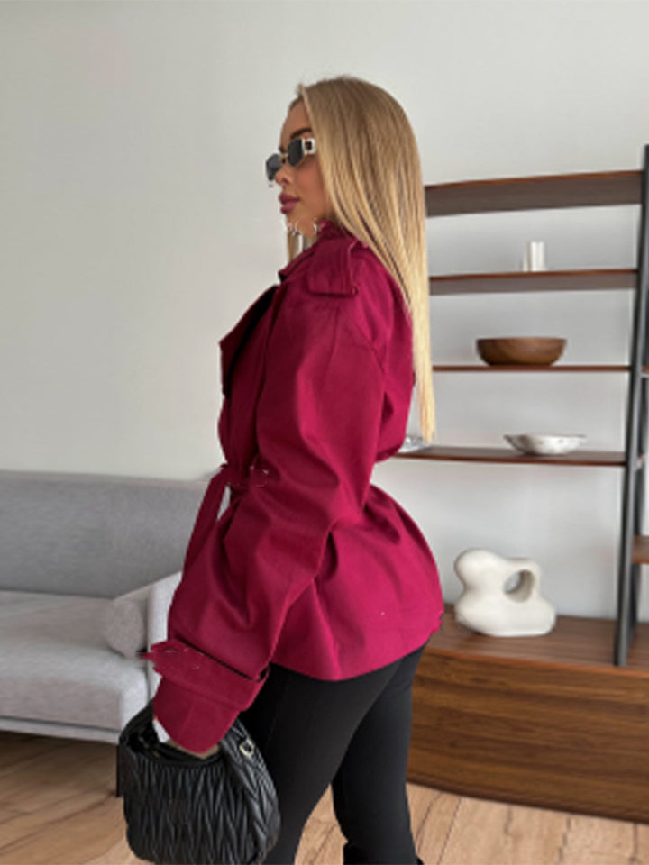 Damen modische Trenchjacke mit weitem Schnitt und Bindeband Drune