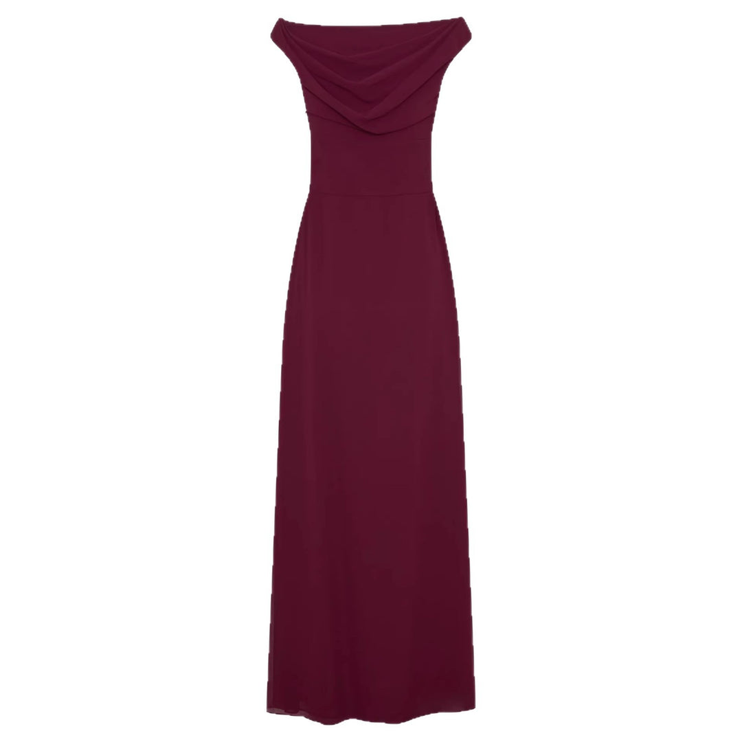 Damen Elegantes Off-Shoulder Maxikleid mit fließendem Schnitt Drune