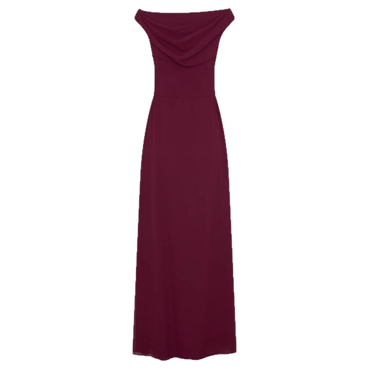 Damen Elegantes Off-Shoulder Maxikleid mit fließendem Schnitt Drune