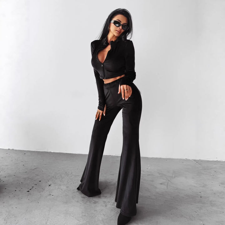 Damen Sportliches Cropped-Jacket und passende Hose Drune
