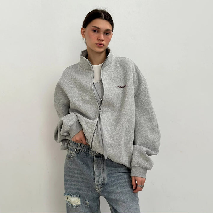Damen Oversized Freizeitjacke mit urbanem Schriftzug Drune