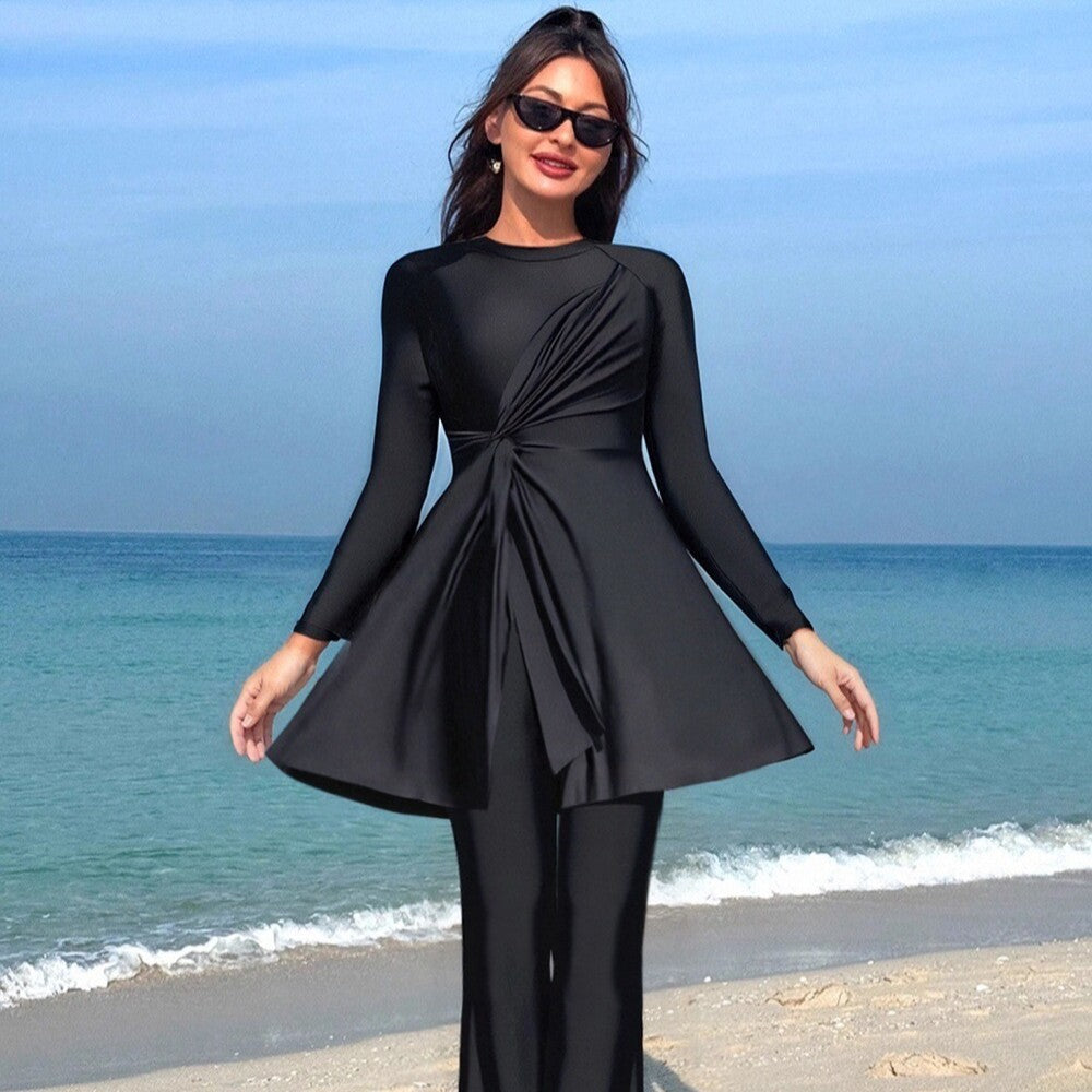 Damen Eleganter asymmetrischer Badeanzug mit Drapierung Drune