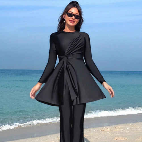 Damen Eleganter asymmetrischer Badeanzug mit Drapierung Drune