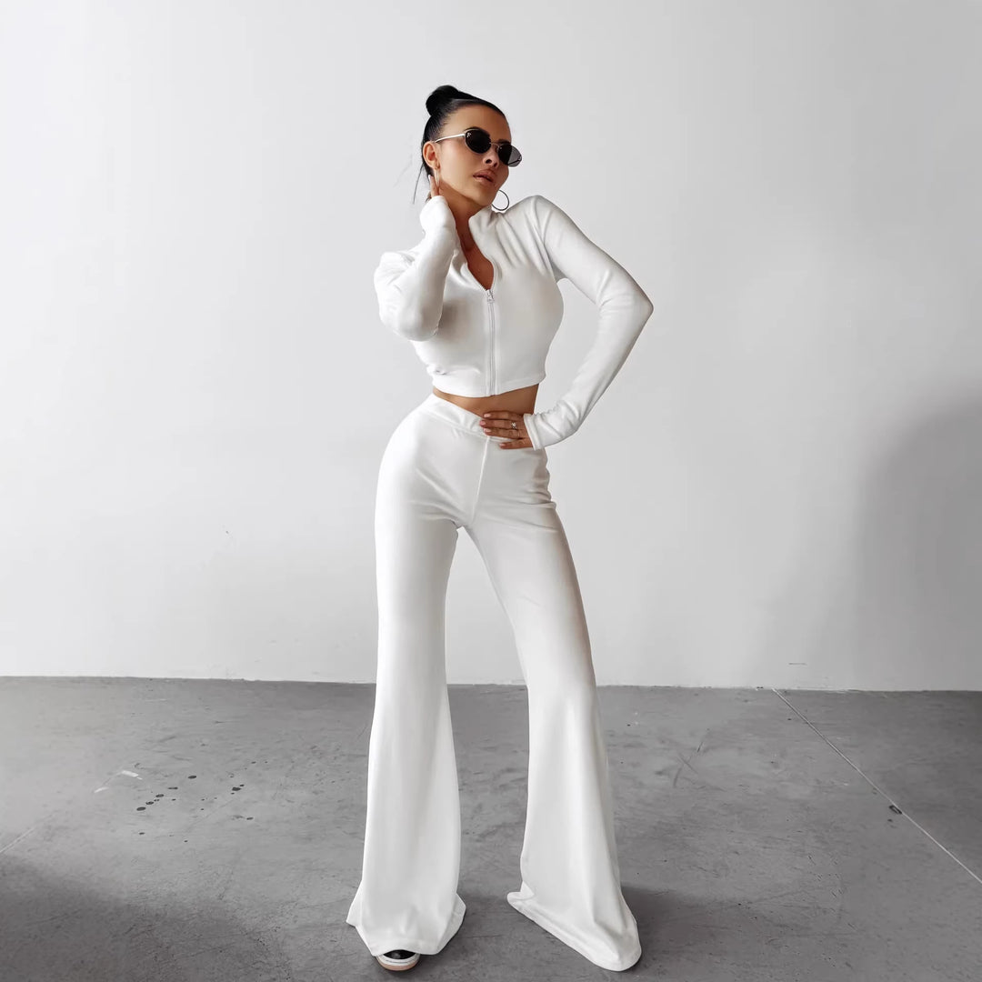 Damen Sportliches Cropped-Jacket und passende Hose Drune