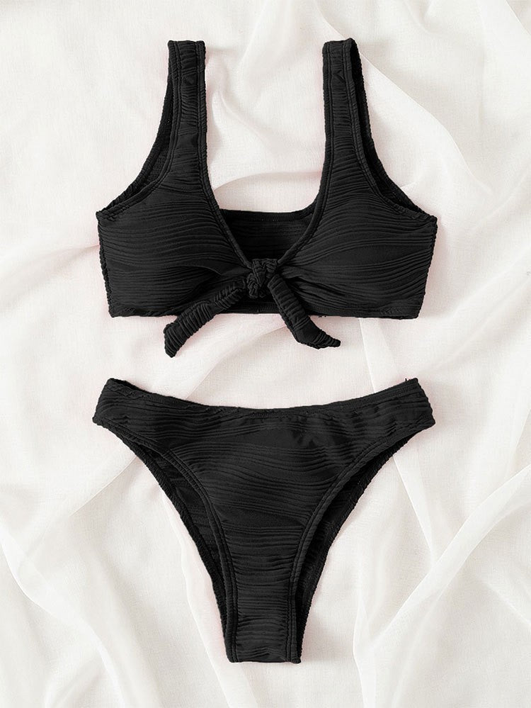 Damen Sportliches Bikini-Set mit knotendem Oberteil Drune