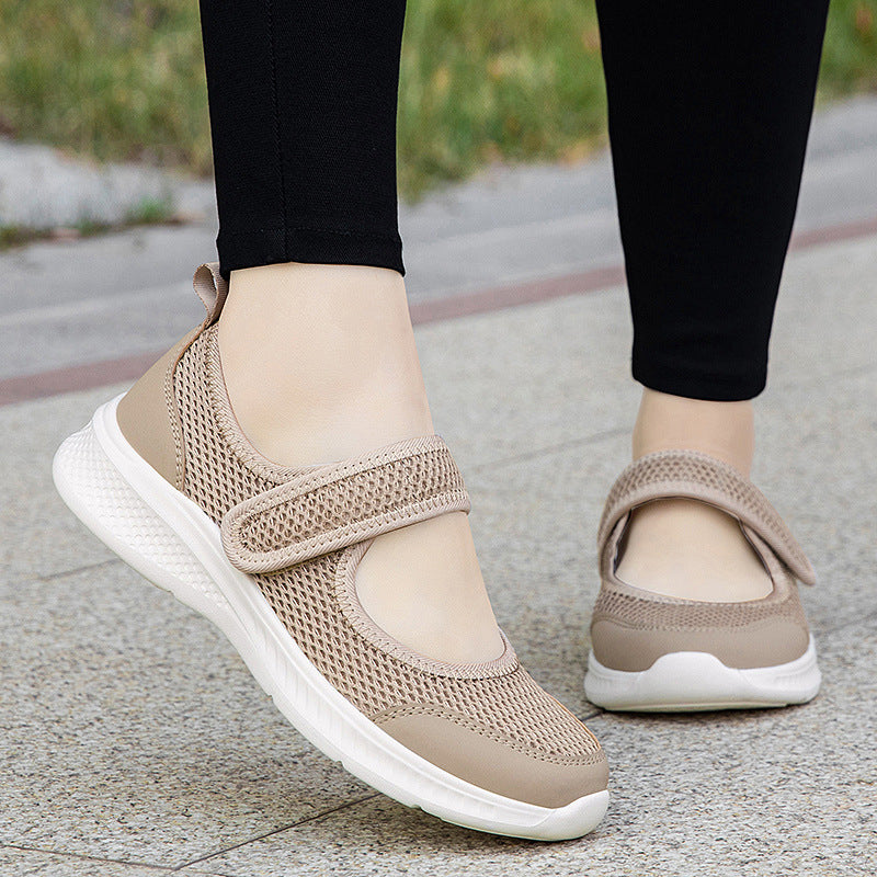 Damen nan Klett-Riemen-Sneaker im Ballerina-Stil mit atmungsaktivem Meshoberteil und flexibler Leichtsohle Drune