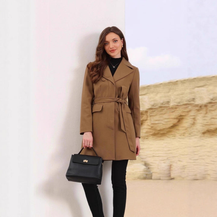 Damen elegante Übergangsjacke mit modernem Kragen und Knopfverschluss Drune