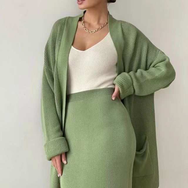 Damen Elegantes Strick-Set mit Rückenschlitzen und lässiger Passform Drune