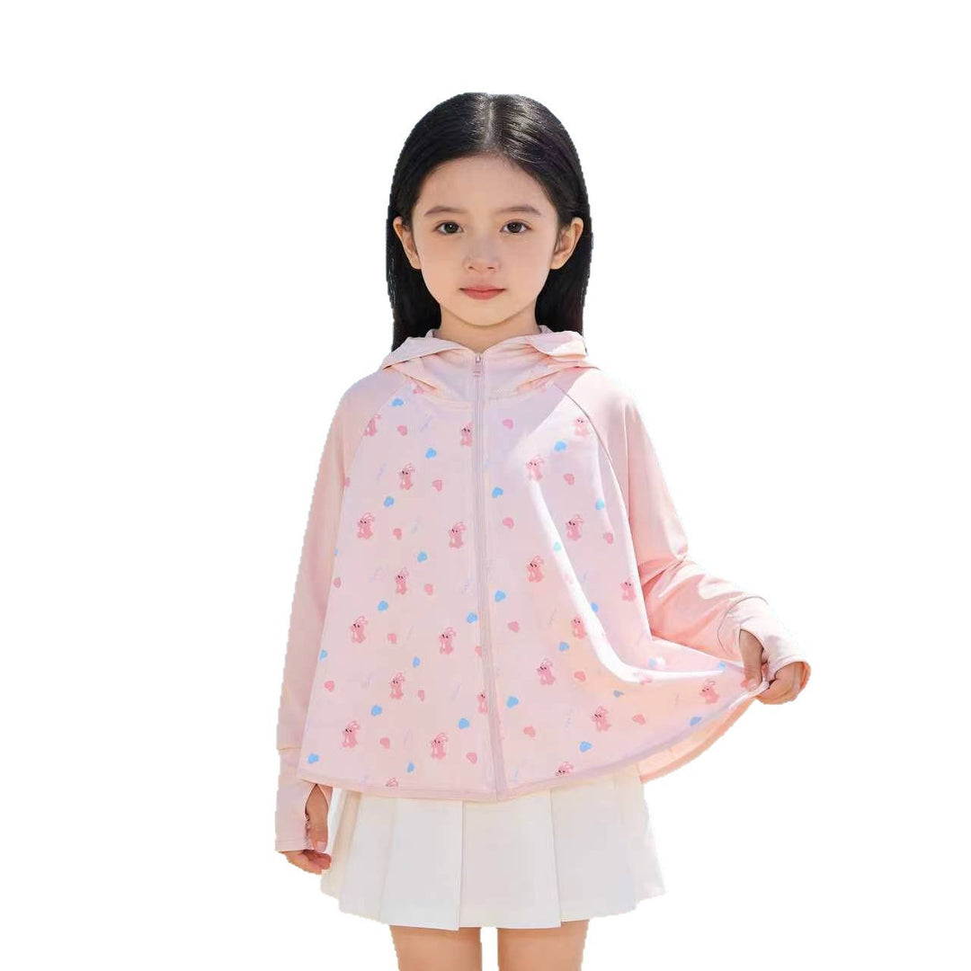 Unisex nan UV-Schutz Kapuzen-Cape für Kinder mit asymmetrischem A-Linien-Schnitt und Hasenprint  Drune