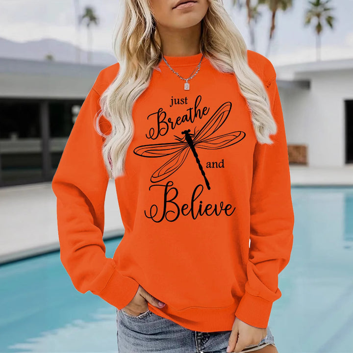 Damen Sweatshirt mit inspirierendem Drachenfliegen-Motiv und lässigem Schnitt Drune