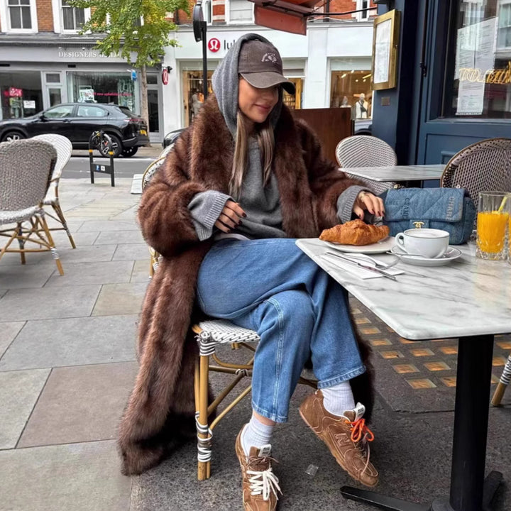 Damen Oversized Fleece Mantel Drune